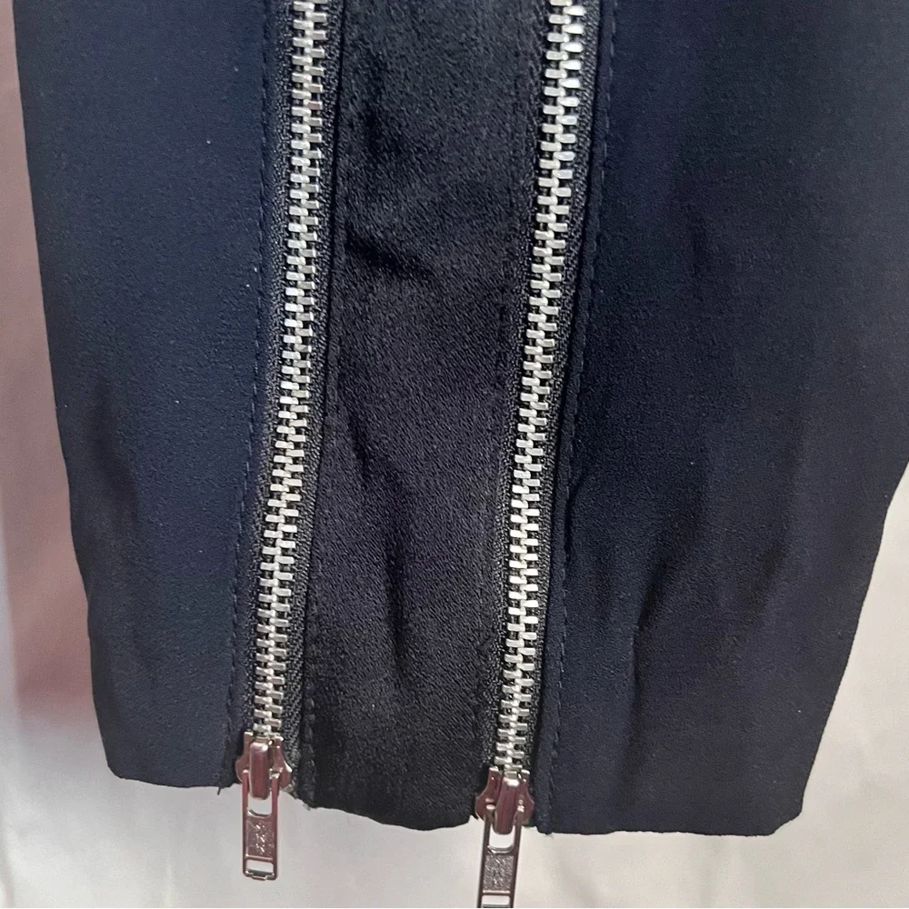 A.L.C. Side Zip Trousers Blue/Blk Trim SZ 2 High Rise Pockets Casual Evening - Picture 11 of 16